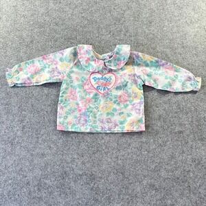 Vintage Hopscotch Baby Girls Floral "Daddys Girl" Blouse Peter‎ Pan Collar 6-9M